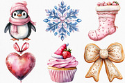 Watercolor Kawaii Coquette Christmas, an Illustration by Canvas Craft (Thumbnail 2 of 7)