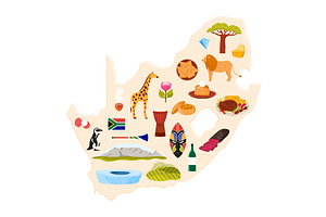Travel to South Africa set, African, an Animal Illustration by Flashvector