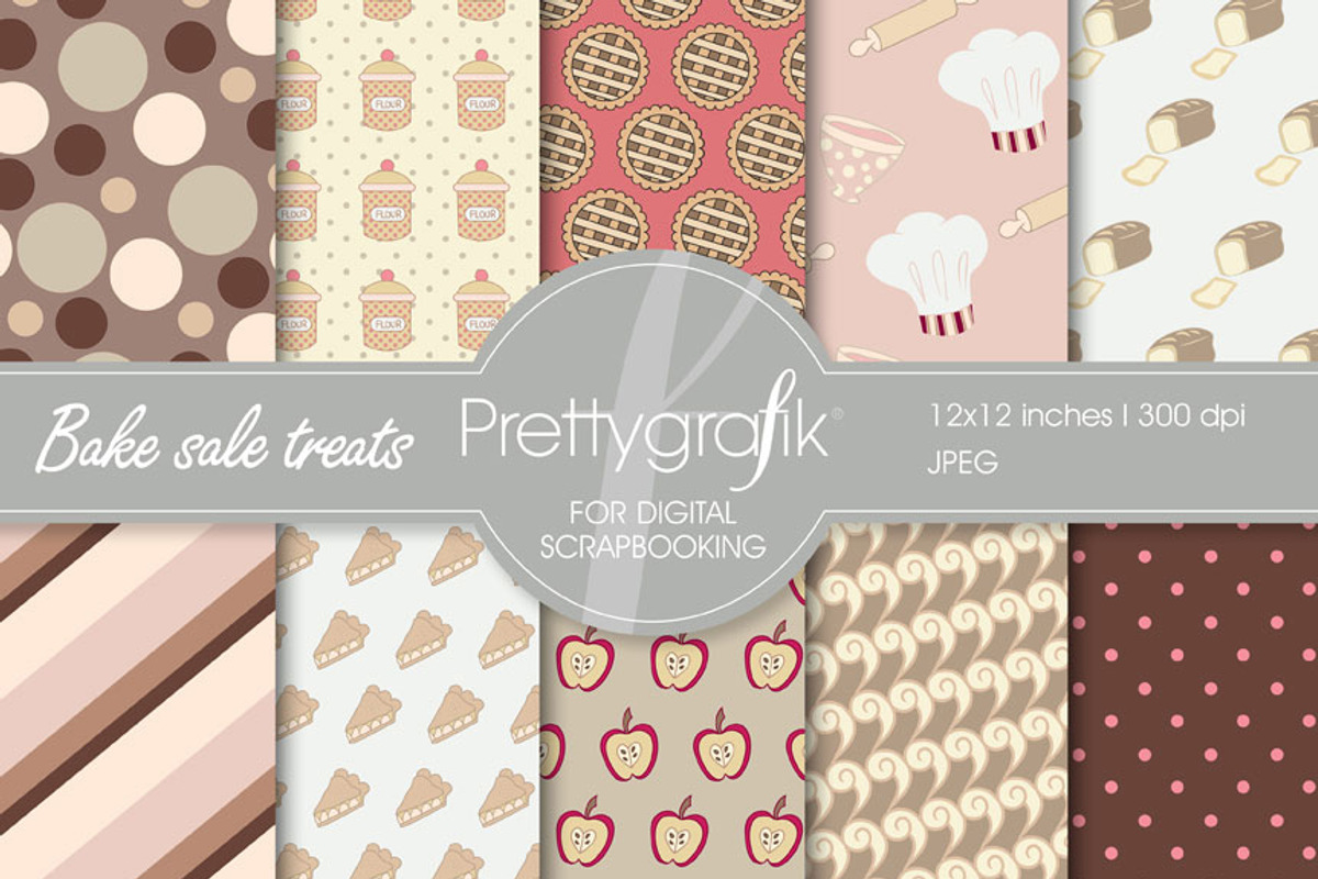 Bake sale digital paper, commercial