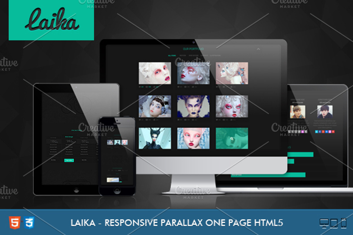 Laika Responsive One Page Portfolio, a Landing Page Template by CoralixThemes (Photo 1 of 5)
