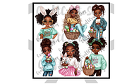 Black Girl Easter Clipart, an Illustration by CraftCrateShop (Thumbnail 5 of 5)