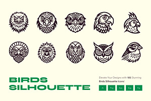 Birds Silhouette Icon Set, a Solid Icon by Creative Stall