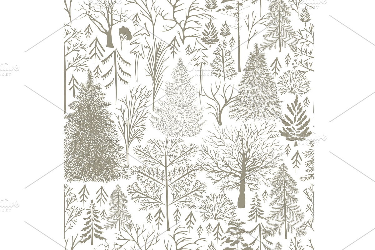 Seamless forest background. hand, an Illustration by Nenahliadava Design