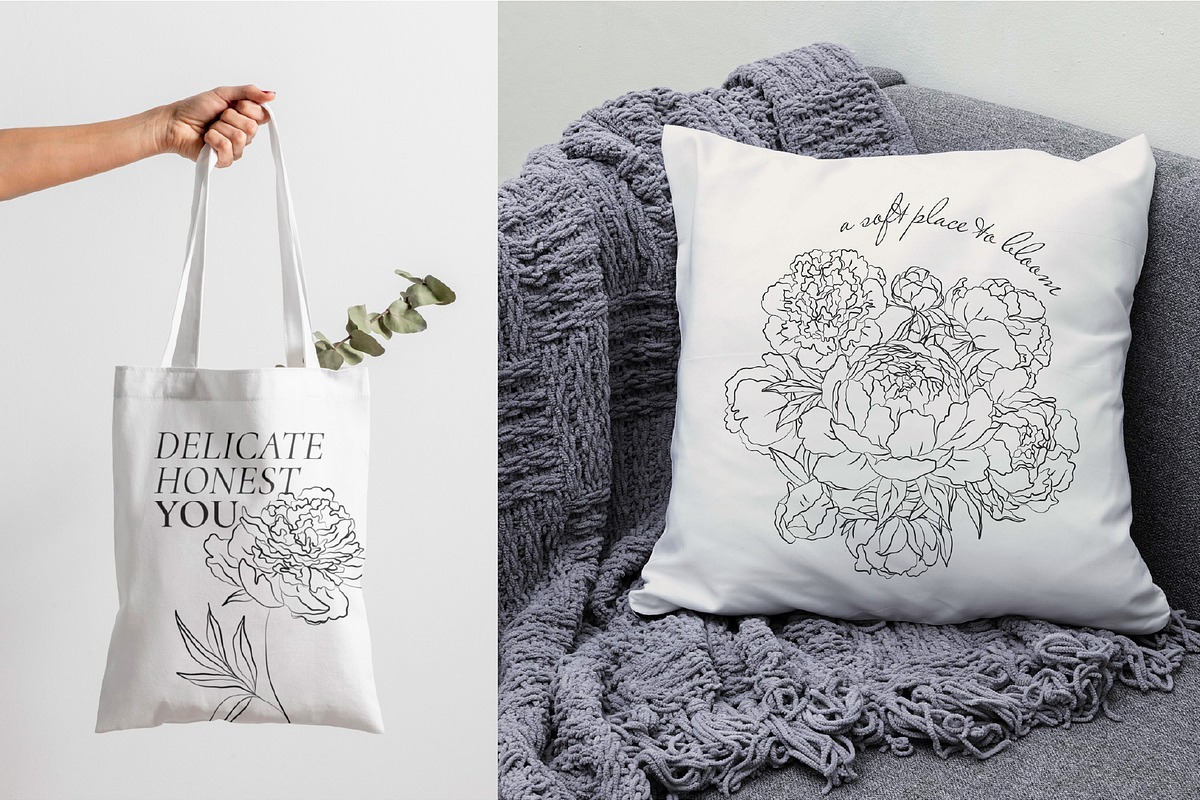 Line Art Peonies Illustrations, a Decorative Illustration by La Petite Line Art (Photo 10 of 11)
