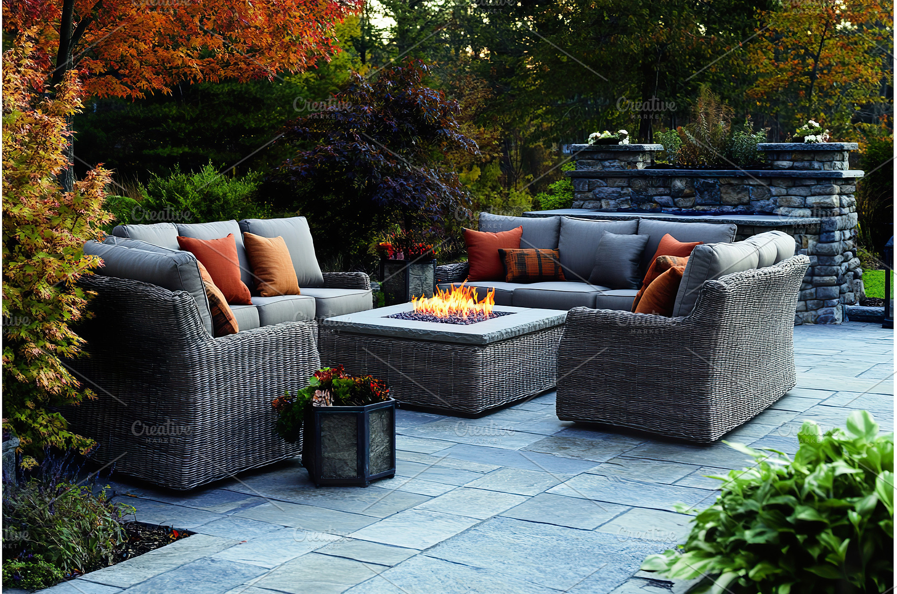 Cozy Outdoor Patio with Fire Pit and, a Background Photo by Lermont51