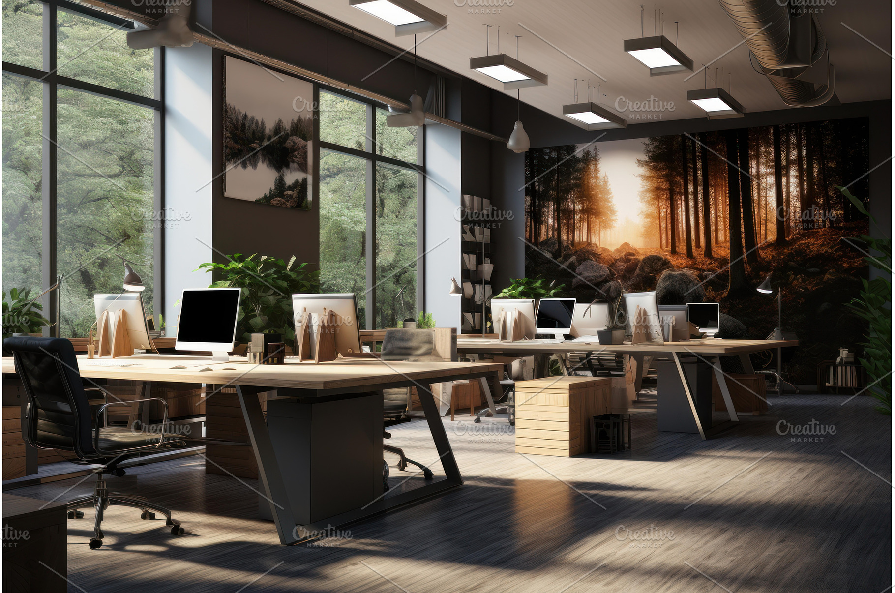 Office interior near windows, an Architecture Photo by Ylivdesign