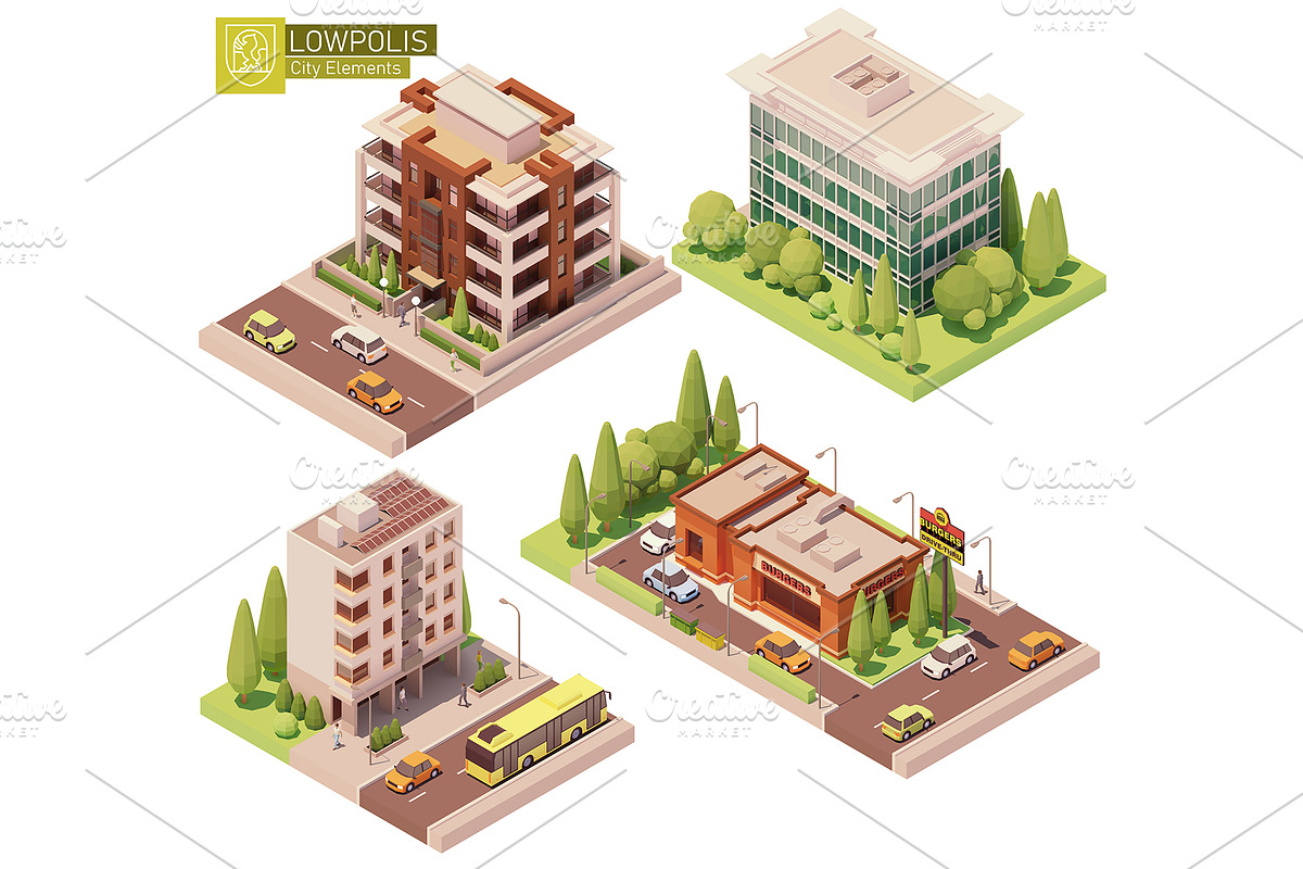 Isometric city map elements, an Object Graphic by tele52 (Photo 19 of 72)