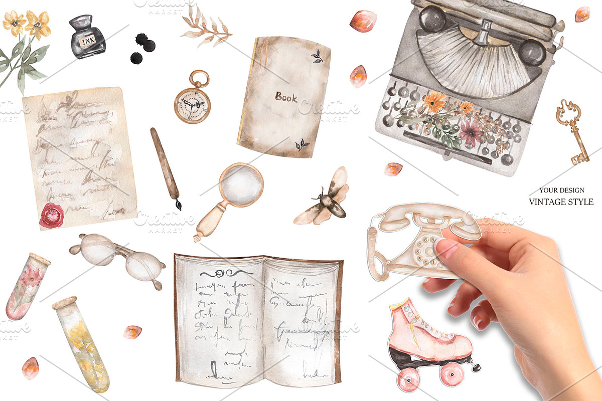 Watercolor Vintage Aesthetic, a Decorative Illustration by MayaNavits (Photo 13 of 15)
