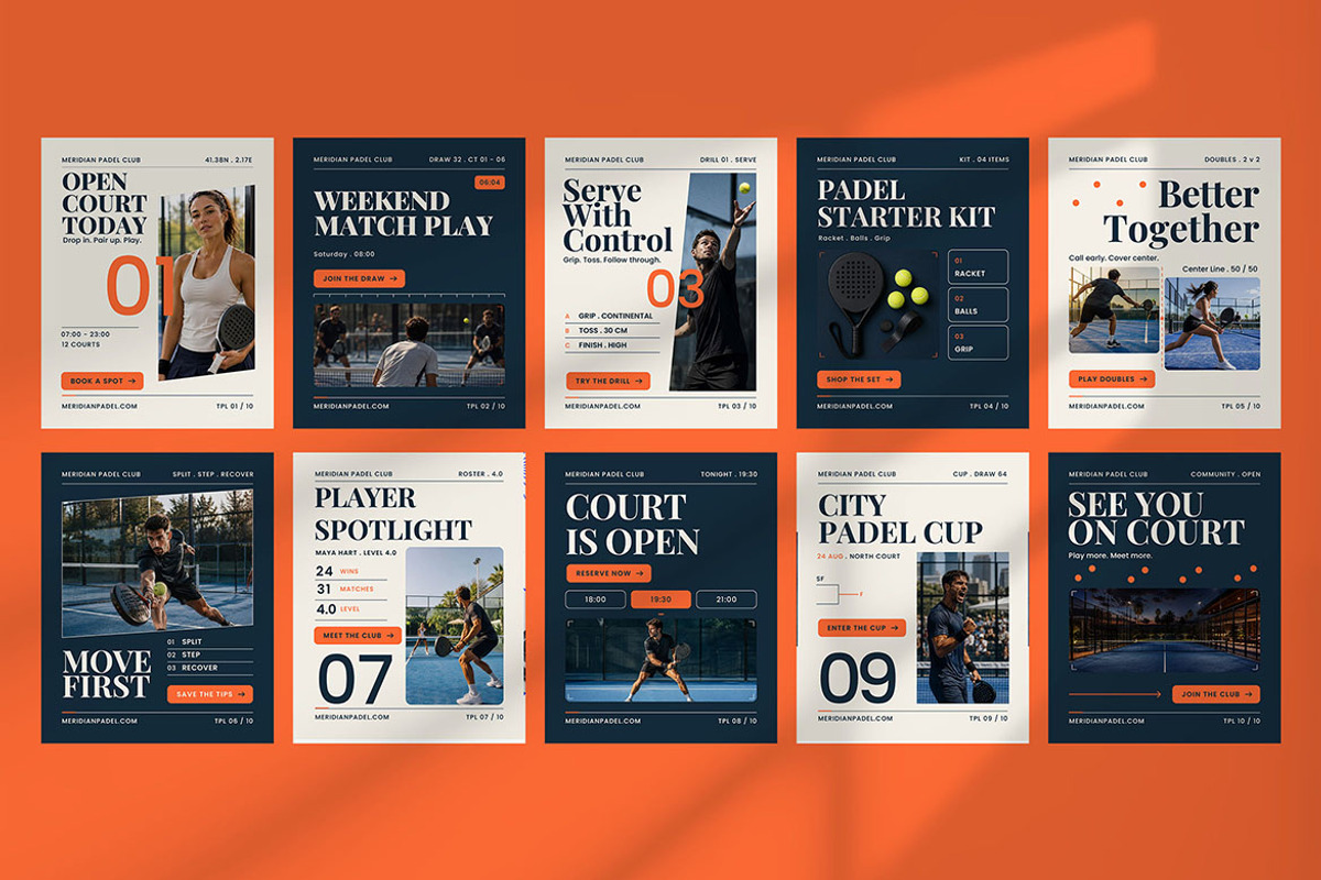 Modern Padel Club Instagram Carousel, a Social Media Template by Pitchlook.Studio (Photo 2 of 3)