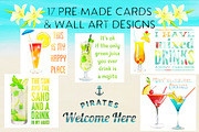 Tropical Cocktails & Flower Set, a Food Illustration by Little Bunny Sunshine (Thumbnail 6 of 9)
