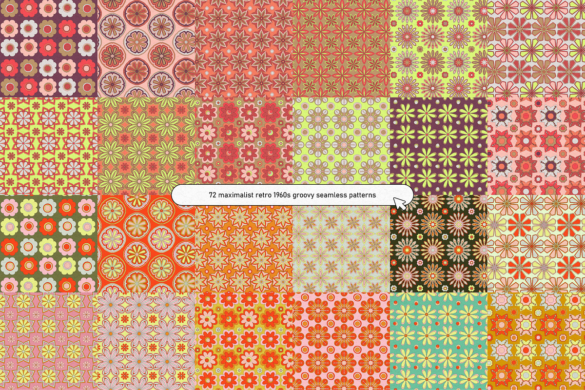 60s Vector Floral Patterns, a Pattern Graphic by angelainthefields (Photo 3 of 10)