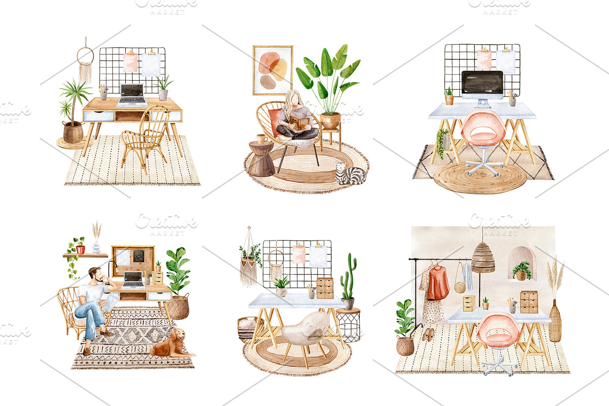 Bohemian House Watercolor Set, an Animal Illustration by Natalia Fedorova (Photo 17 of 21)