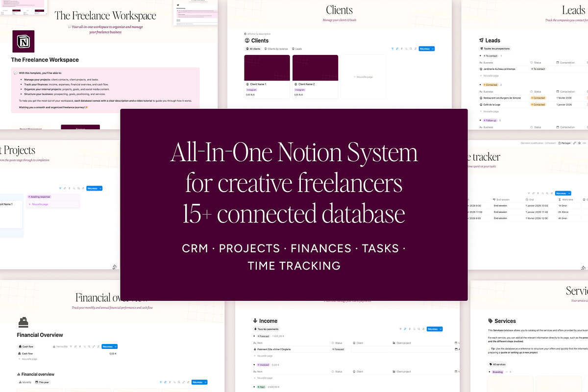 Freelance Business Notion Template, an App Template by MargauxQuercy (Photo 2 of 9)