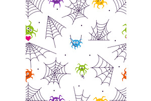 Spider web seamless pattern. Doodle, an Illustration by Valerie Bodnar