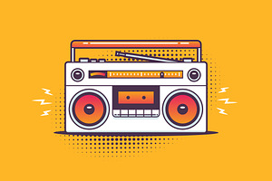 Retro Boombox Pop Art, an Illustration by Vector Kitchen by Zoljo