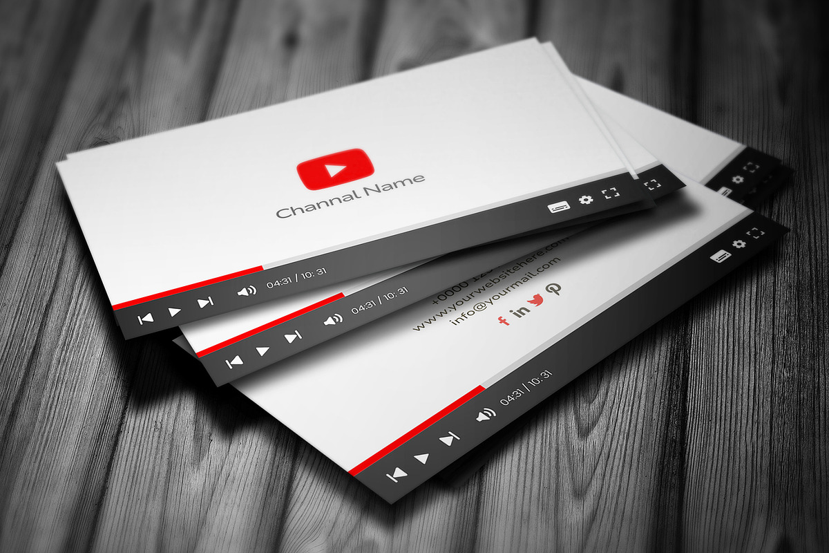 YouTube Style Business Card, a Business Card Template by Saman Osama (Photo 2 of 6)