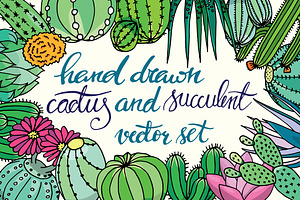 20 hand drawn cactuses & succulents