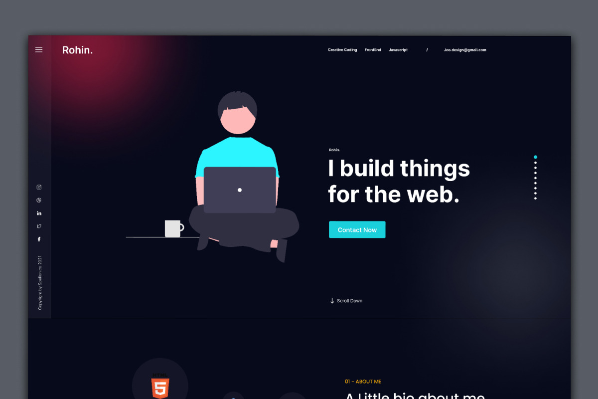 Portfolio UI Kit Dark Mode, a Landing Page Template by ArtGalaxy (Photo 2 of 3)