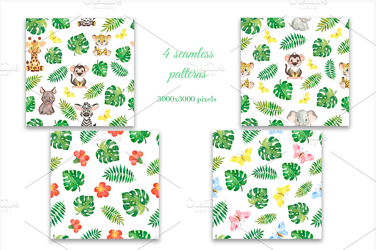 Watercolor safari animals clipart, an Animal Illustration by SavinV (Photo 8 of 8)