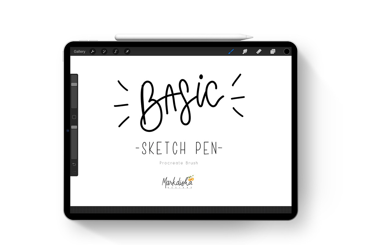 Procreate Basic Sketch Pen Brush, a Brush Add-On by Markdisha Designs (Photo 1 of 2)