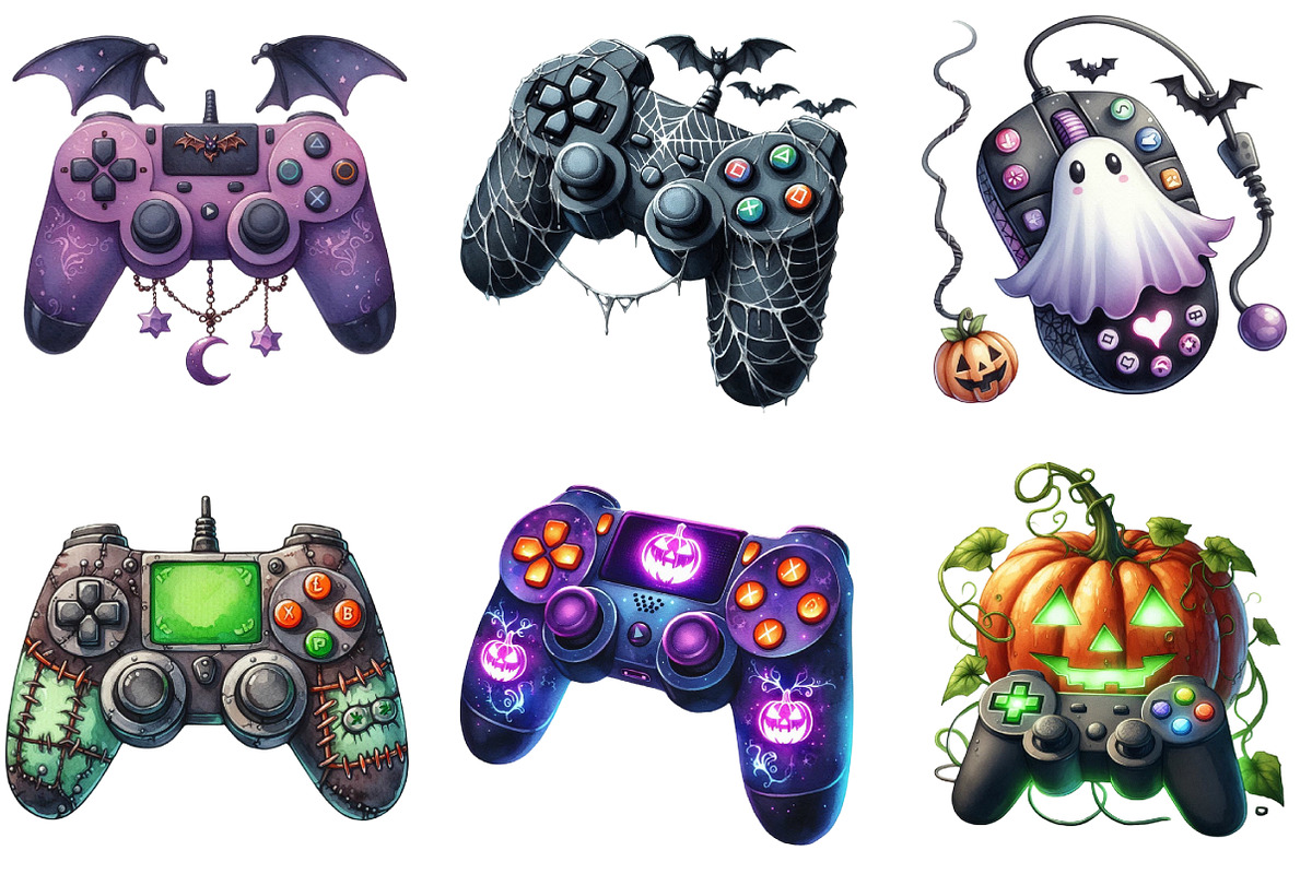 Halloween Gaming Controllers Clipart, an Illustration by DreamArtGraphic (Photo 2 of 5)