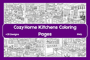 Cozy Kitchen Coloring Pages, a Decorative Illustration by BerryPieArt (Thumbnail 1 of 3)