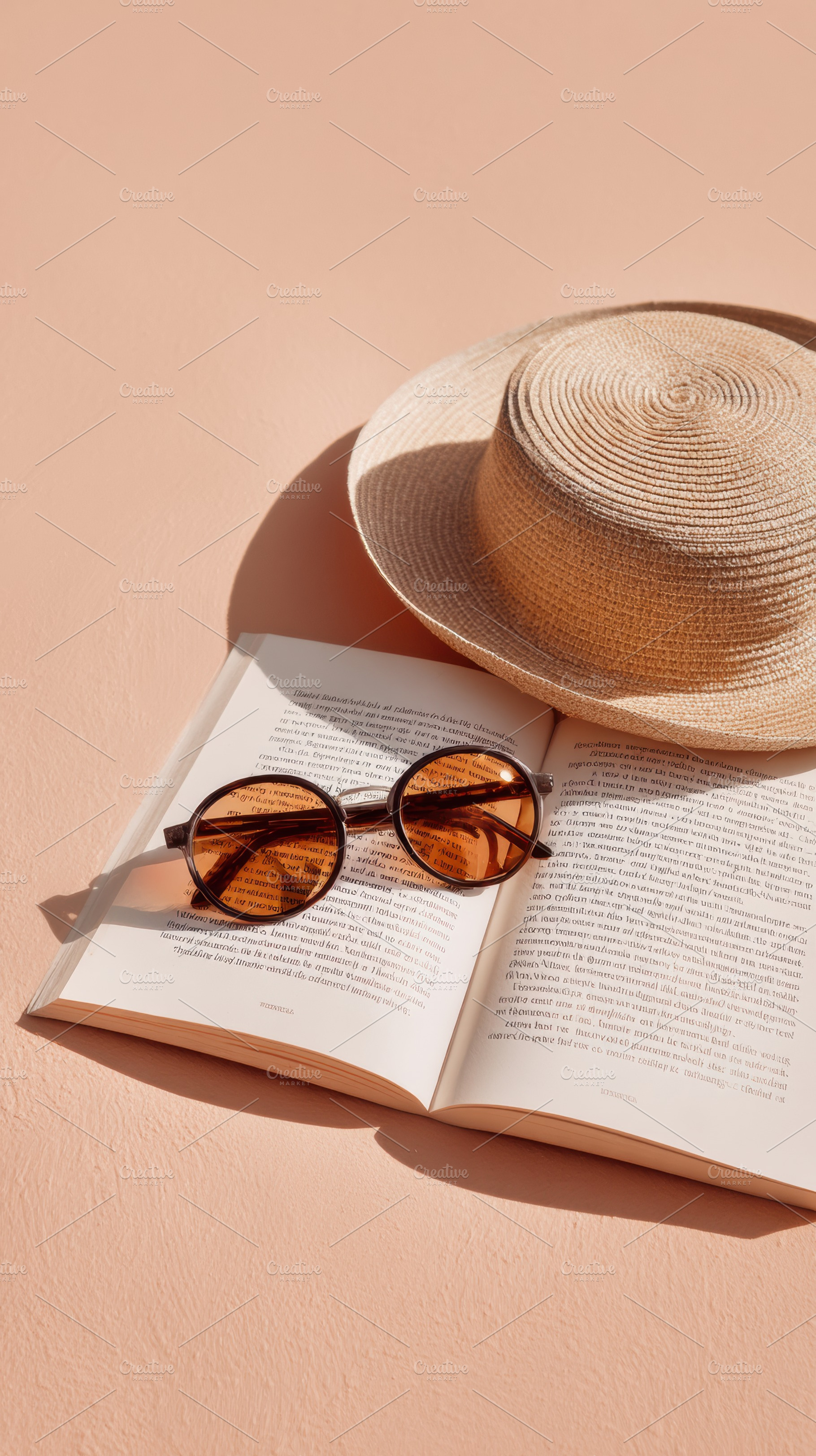 Summer hat and sunglasses, a Photo by Virgo Studio