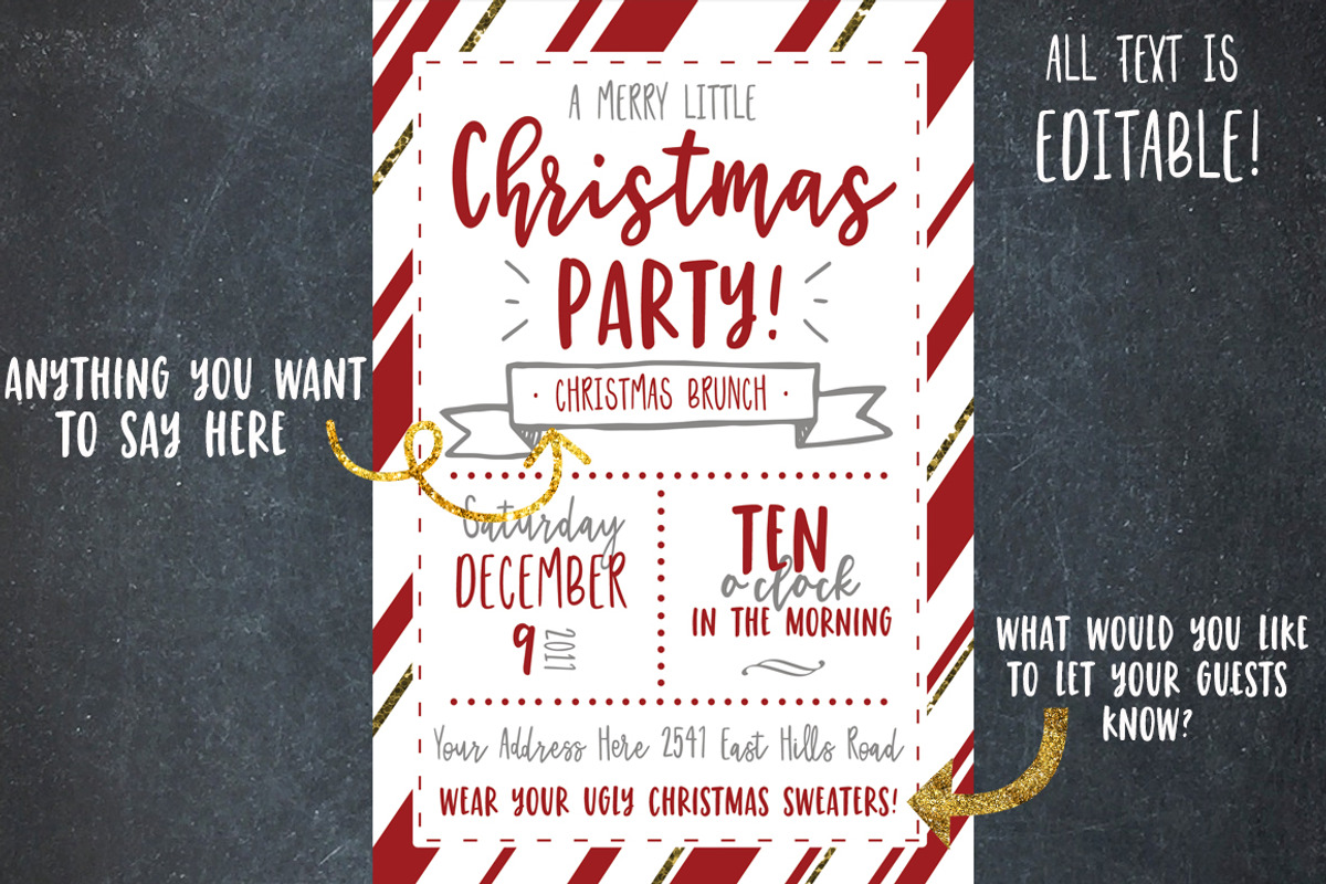 Christmas Party Invitation Template, an Invitation Template by Dansie Design (Photo 3 of 3)