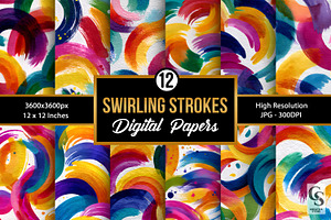 Colorful Swirling Brushstrokes Paper, a Pattern Graphic by Creative Store