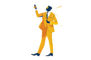 Stylized businessman in yellow suit, a Person Illustration by AlexArt