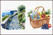 Summer Santorini Vacation Clipart, an Illustration by Sublimation Artist (Thumbnail 3 of 6)