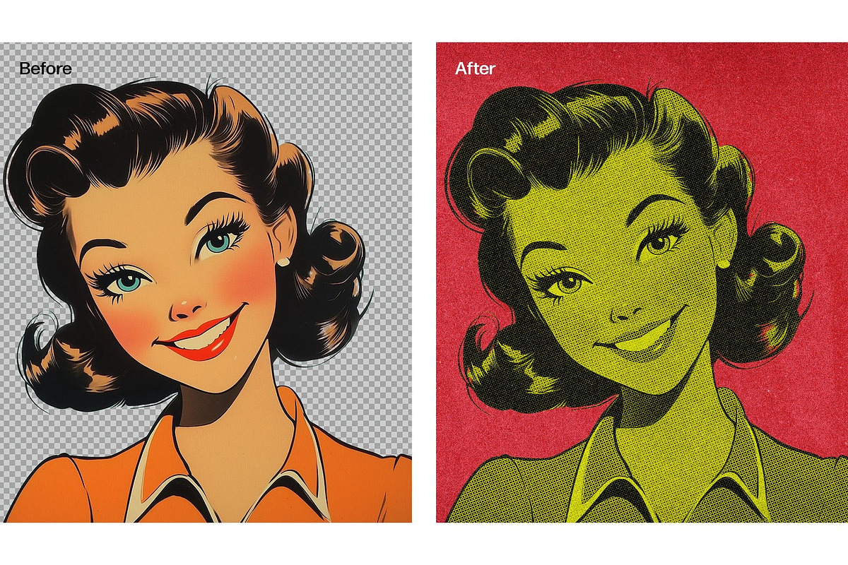 Retro Halftone Comic Portrait, a Layer Style Add-On by DesignerCandies (Photo 2 of 7)