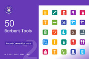 50 Barber’s Tools Filled Round Icon, an Icon by IconBunny (Thumbnail 1 of 2)
