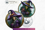 Halloween Witches Medaillons, a Seasonal Illustration by ThatsDesignArt (Thumbnail 10 of 16)