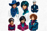 Modern Winter girls cliparts, a Seasonal Illustration by ThatsDesignArt (Thumbnail 9 of 18)