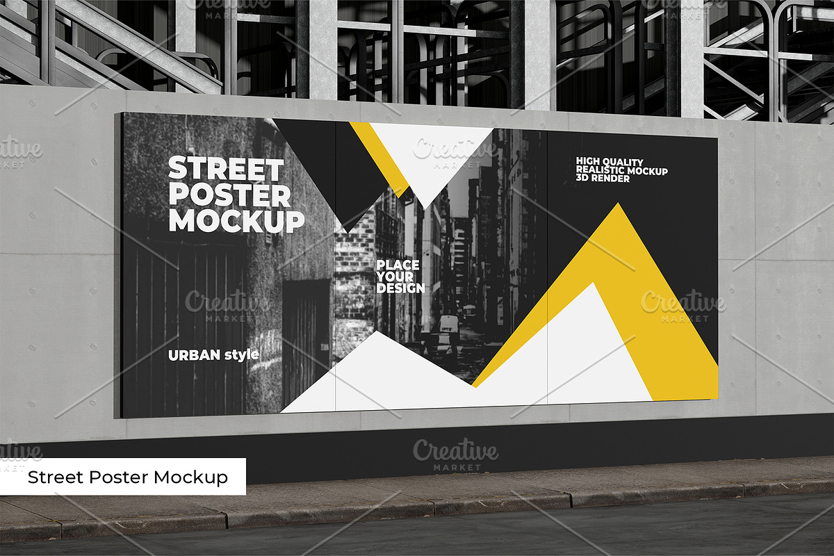 Advertisement Street Poster Mockup, an Advertising Mockup by mrfauzi (Photo 2 of 3)