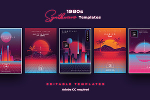 1980s Synthwave Templates
