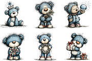 Christmas Teddy Bear Blue Clipart, an Illustration by CraftArtStudio (Thumbnail 4 of 6)