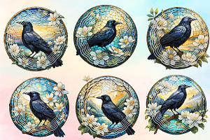 Crow Stained Glass Png Sublimation