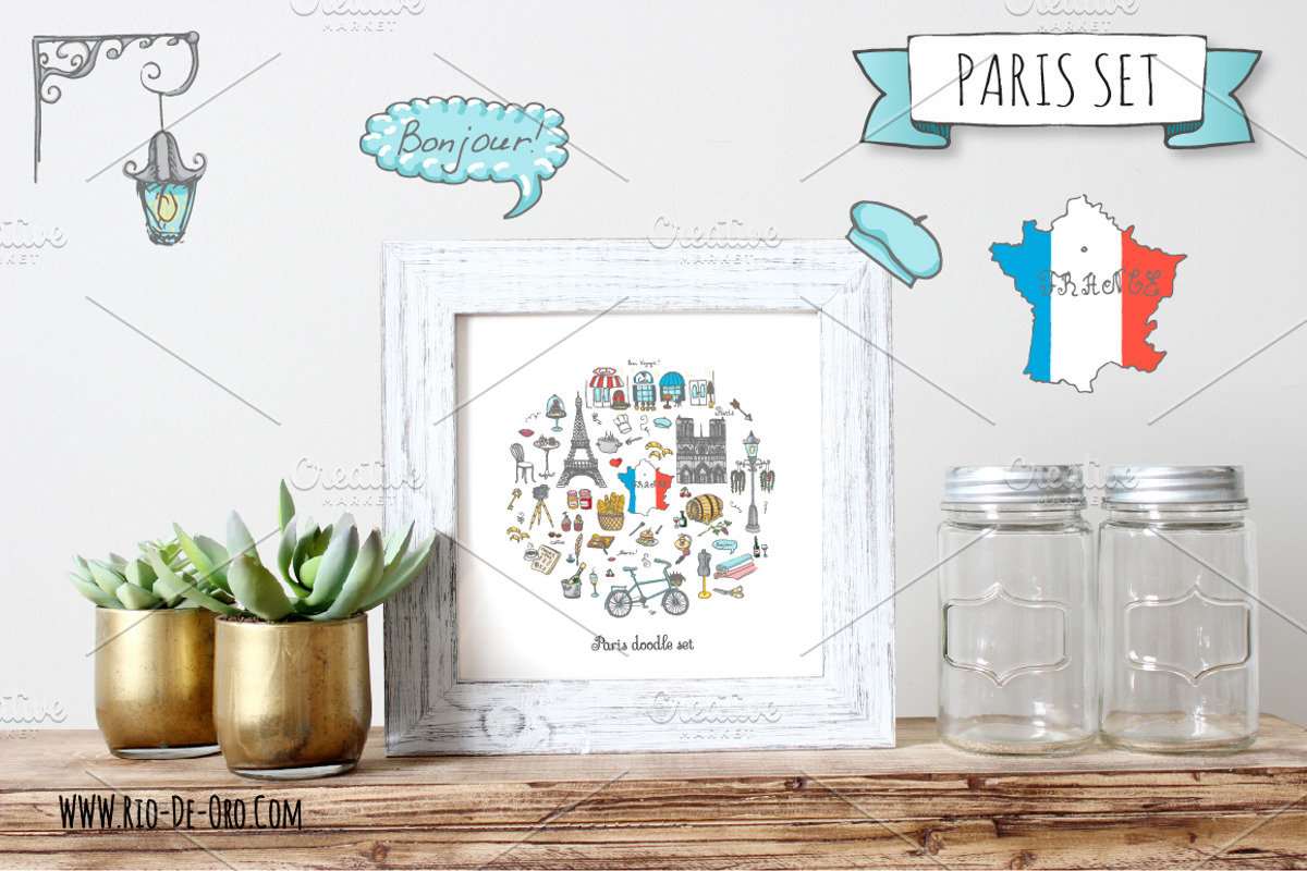 58 Paris color hand drawn icons!, an Object Graphic by Natasha-Pankina.com (Photo 5 of 5)