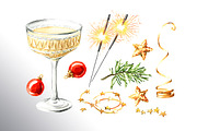 Festive Champagne, a Food Illustration by Daria Ustiugova (Thumbnail 7 of 10)