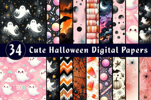 Cute Halloween Digital Papers,, a Pattern Graphic by CreationArt