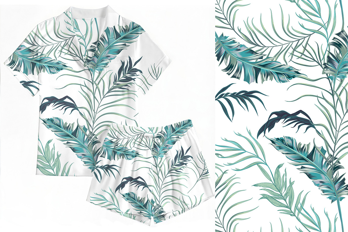 Palm leaves vector seamless pattern, a Pattern Graphic by FleurArt (Photo 7 of 9)