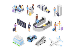 Isometric 3d airport passengers, a Graphic by Valerie Bodnar