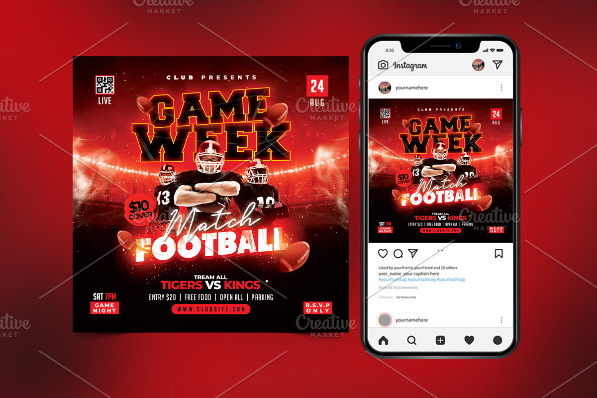 Game Week Football Match Flyer preview 2