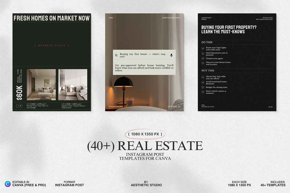 Modern Real Estate Instagram Kit, a Social Media Template by The Aesthetic Studio (Photo 1 of 10)