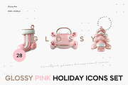 Glossy Pink Holiday Icons Set, a Solid Icon by Lumeno (Thumbnail 1 of 6)
