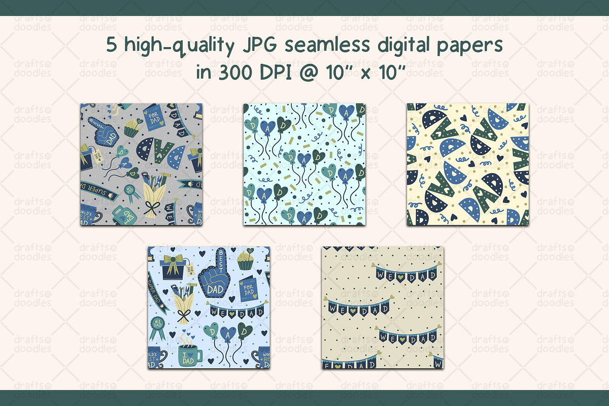 Father's Day Digital Paper Set, a Pattern Graphic by Drafts n Doodles (Photo 2 of 3)