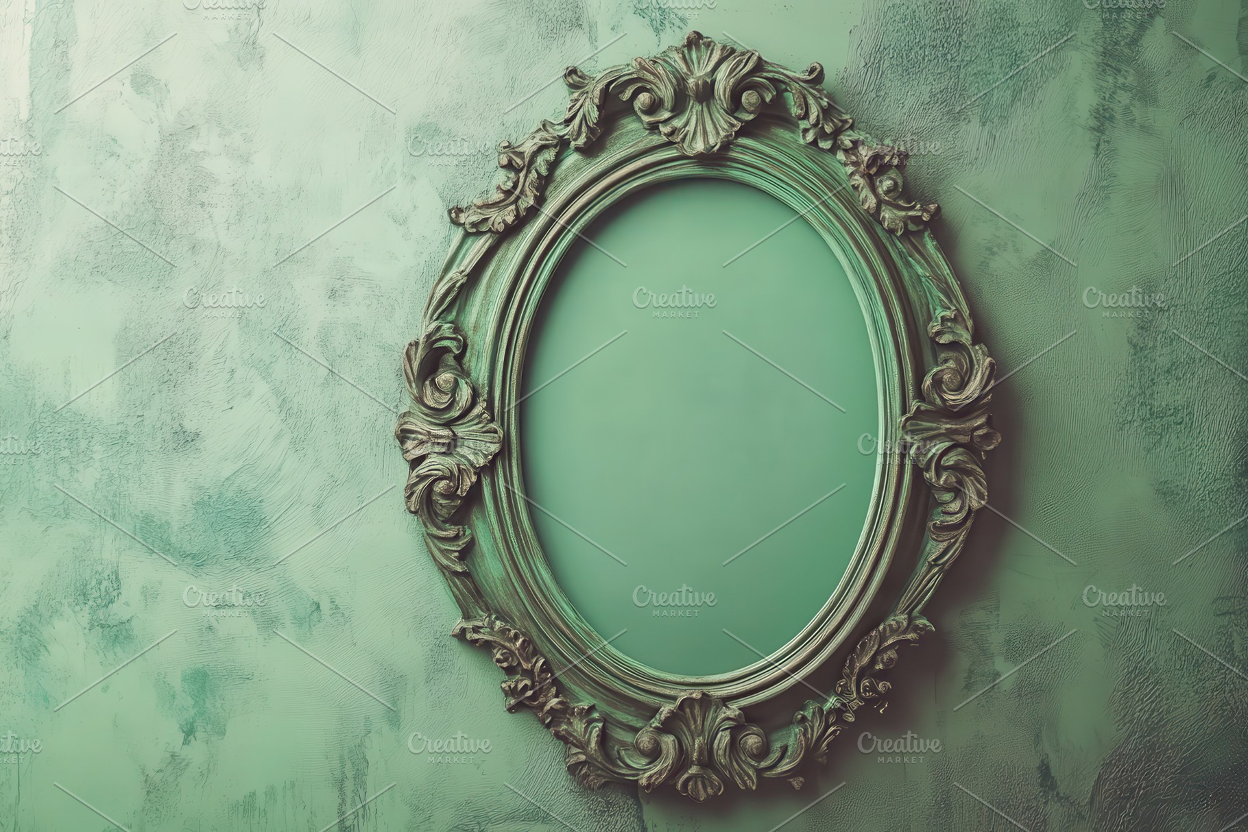 Elegant green oval ornate picture fr, a Photo by Pavel_design