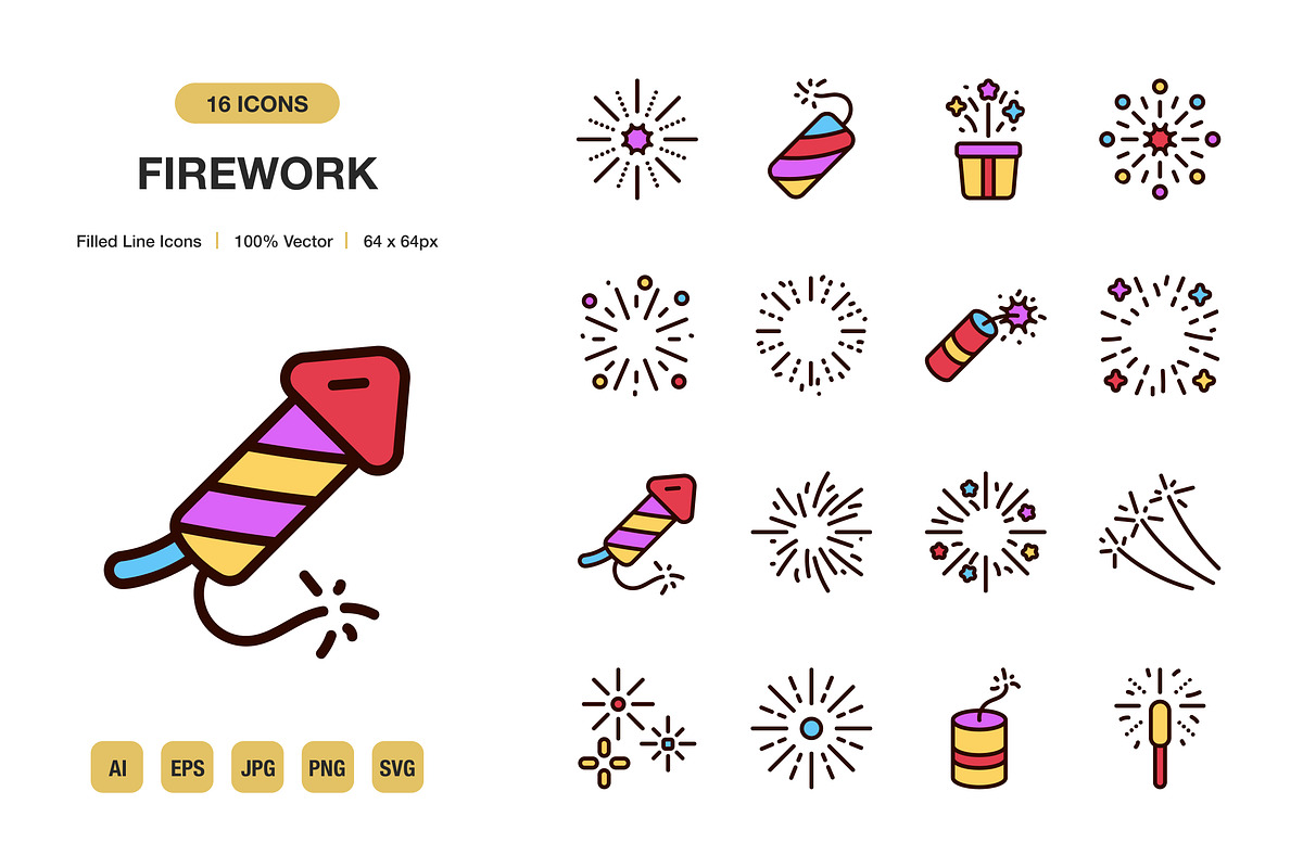 Firework Color Icons, an Icon by Spacepixel Creative